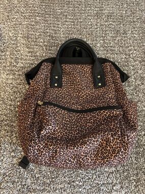 Amazon Essentials Leopard Print Backpack in Brown with Black Trim